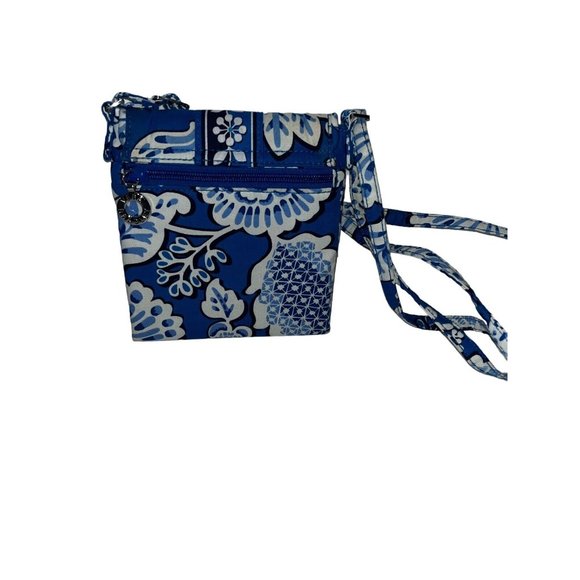 Vera Bradley Glenna Mini Crossbody Shoulder Purse Bag Blue Paisley Floral - Picture 3 of 12